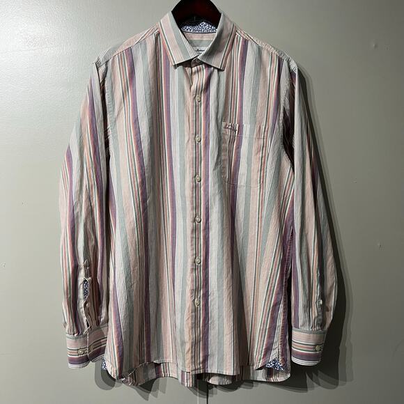 Tommy Bahama Other - Tommy Bahama Pima Cotton Pastel Striped Button Down Shirt | Men's Size Medium